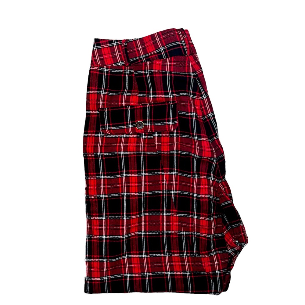 ZARA | WOMENS RED PLAID LOOSE FIT CAPRIS MED